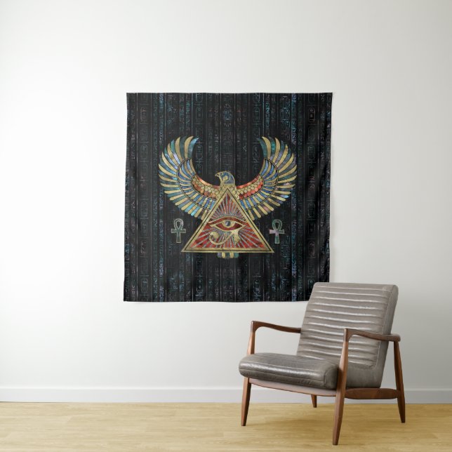 Auge von Horus - Wadjet Edelstein und Gold Wandteppich (Beispiel)