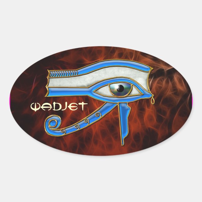 AUGE VON HORUS Wedjit Wadjet Ägyptische Kunstklebe Ovaler Aufkleber (Vorderseite)