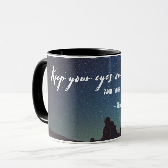 Augen auf den Sternen behalten Tasse (Vorderseite Links)