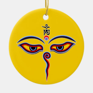 Augen der Weisheit Buddha - Augen des Bodhnath-Tem Keramik Ornament