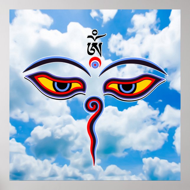 Augen der Weisheit Buddha - Augen des Bodhnath-Tem Poster (Vorne)