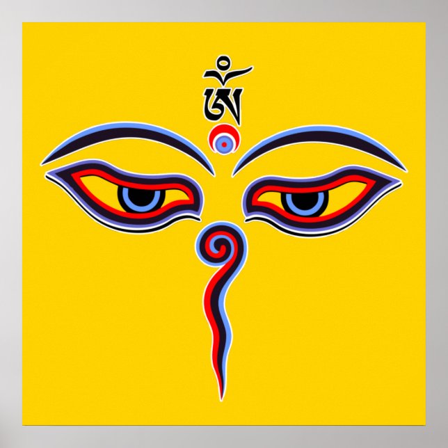 Augen der Weisheit Buddha - Augen des Bodhnath-Tem Poster (Vorne)