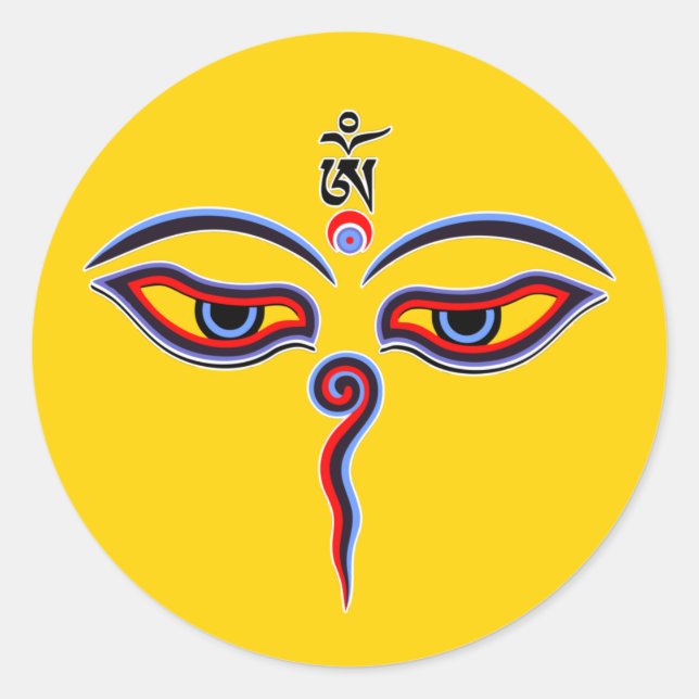 Augen der Weisheit Buddha - Augen des Bodhnath-Tem Runder Aufkleber (Vorderseite)