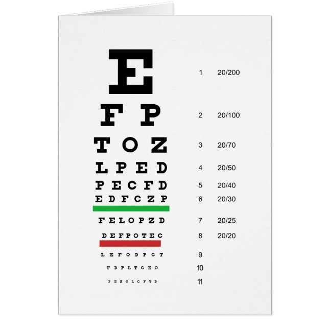 Augen-Diagramm Hermans Snellen, zum der visuellen (Vorne)