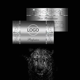 Augen, die silberne, gequetschte Juwelen mit Logo Visitenkarte