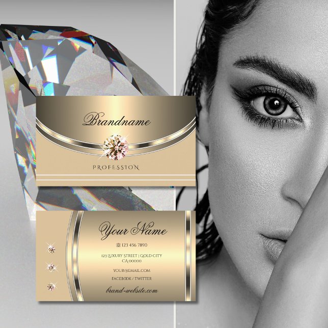 Augen Fangen Goldpastellbeige mit Imitaten Diamant Visitenkarte (Von Creator hochgeladen)