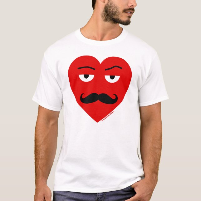 Augen Herr-Love Red Heart With und Schnurrbart-T - T-Shirt (Vorderseite)