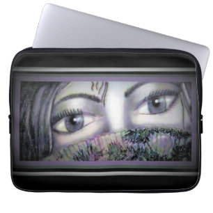 Augen hinter Orientalischer Lüfter Laptopschutzhülle