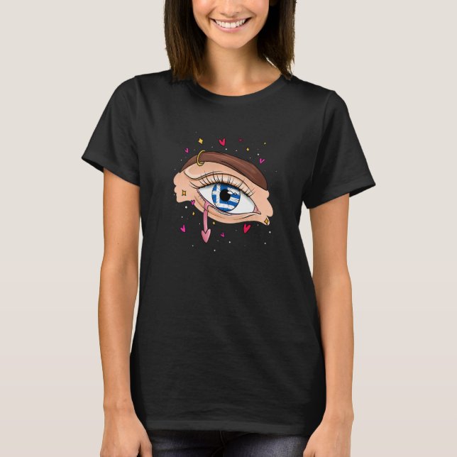 Augen mit griechischer Flagge für die griechische  T-Shirt (Vorderseite)
