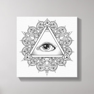 Augen-Pyramide-Symbol-Gekritzel 6 Leinwanddruck