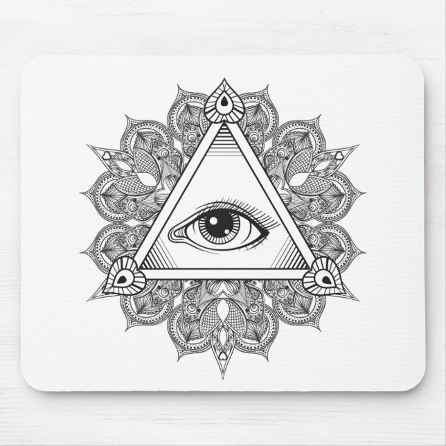 Augen-Pyramide-Symbol-Gekritzel Mousepad (Vorne)
