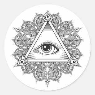 Augen-Pyramide-Symbol-Gekritzel Runder Aufkleber