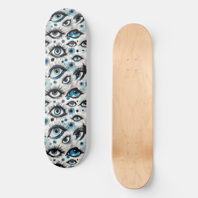Augen! So viele Hübsche türkisblaue Augen Skateboard (Vorderseite)