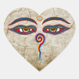 Augen von Buddha/Augen der Weisheit Herz-Aufkleber