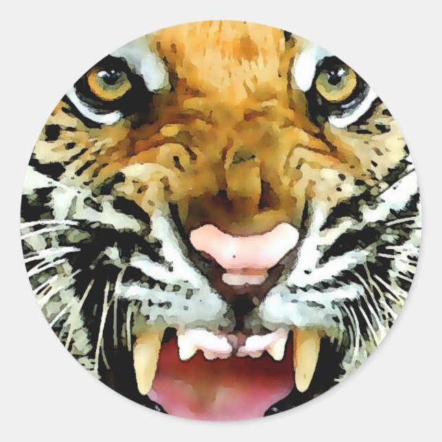 Augen von Tiger Runder Aufkleber (Vorderseite)