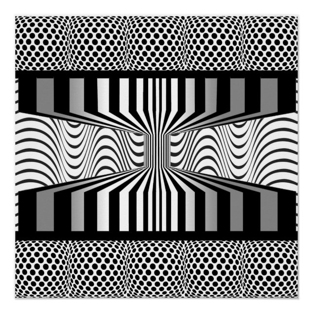 Augen Wand Op Art Schwarz-Weiß Poster (Vorderseite)