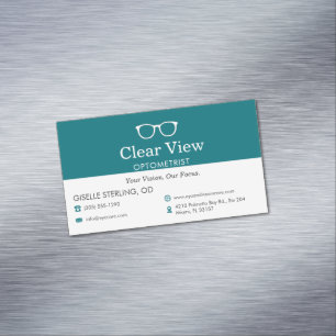 Augenarzt Optometrist Büro Brille Symbol Magnetische Visitenkarte