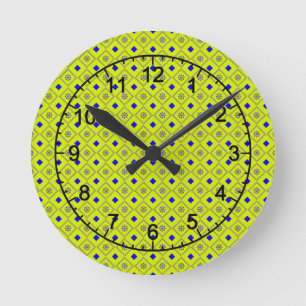 Augenauffindend, kühn gelb und blau runde wanduhr