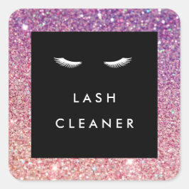 Augenbinden mit Lila/rosa Glitzer Lash Cleaner Quadratischer Aufkleber