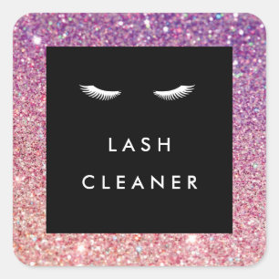 Augenbinden mit Lila/rosa Glitzer Lash Cleaner Quadratischer Aufkleber