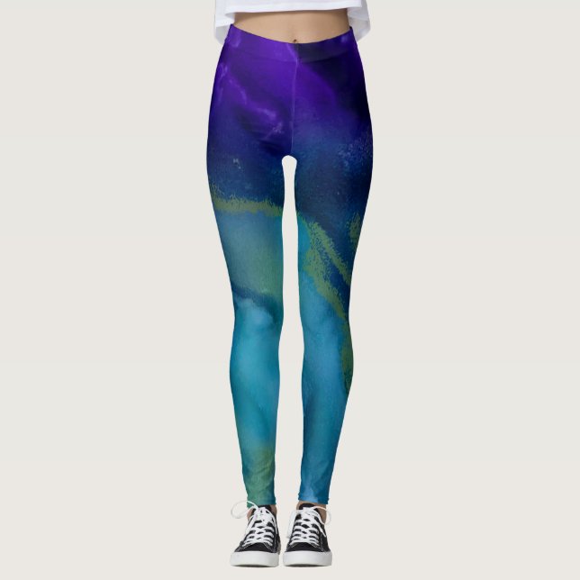 Augenbrauen Leggings | Lila, Gold, Aquamarin (Vorderseite)