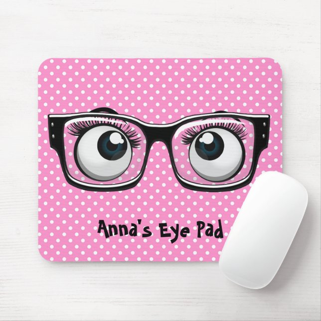 Augenbrauen und Brillen auf Polka Dots Mouse Pad Mousepad (Mit Mouse)