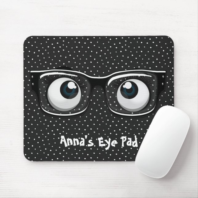 Augenbrauen und Brillen auf Polka-Punkten Mousepad (Mit Mouse)