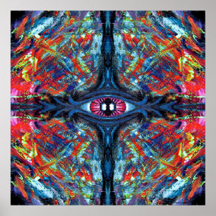 Augenbrauen- und Trippy-Malerei blau Poster