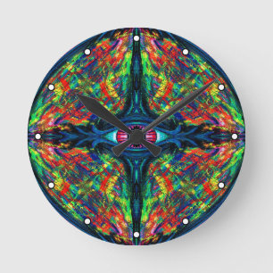Augenbrauen- und Trippy-Malerei mit Punkten Runde Wanduhr