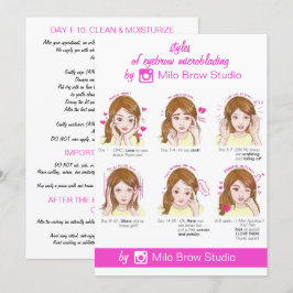 Augenbrauenmikroblading Aftercare Instruction Pink Einladung