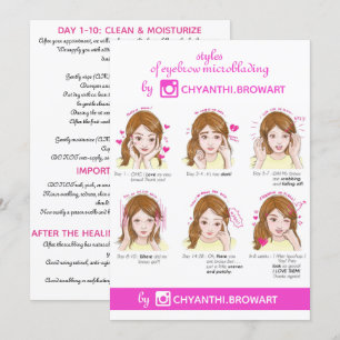 Augenbrauenmikroblase Aftercare Instruction Pink Einladung