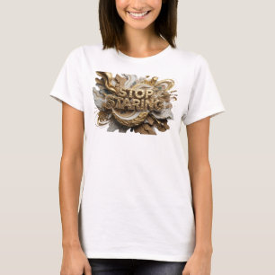 Augenfällige Orange STOP ANSTARREN Wearable Kunst T-Shirt