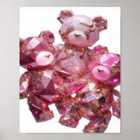 Augenfällige rosa Edelstein-Bären 3D-Textkunst