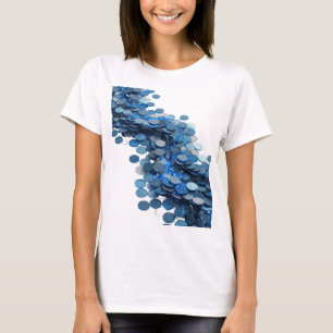 Augenfällige silberne BLUE COINS OF INFINITY T-Shirt