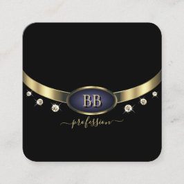 Augenfänge Gold Blue Black Initials Rhinestones Quadratische Visitenkarte
