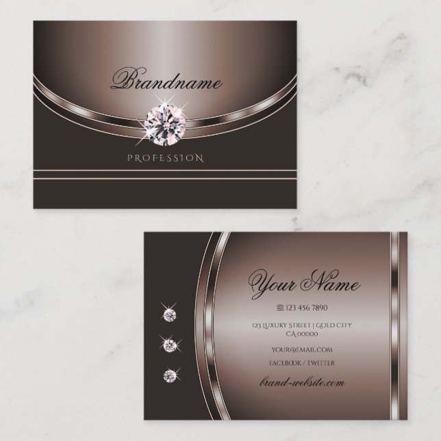 Augenfänger Juwelen Dunkle Rose Goldfarben Diamant Visitenkarte (Vorne/Hinten)