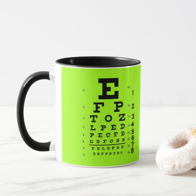 Augenheilkunde-Augen-Diagramm-grünes u. schwarzes Tasse (Mit Donut)