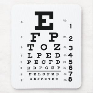 Augenheilkunde-Optometrie-Augen-Diagramm weiß und Mousepad