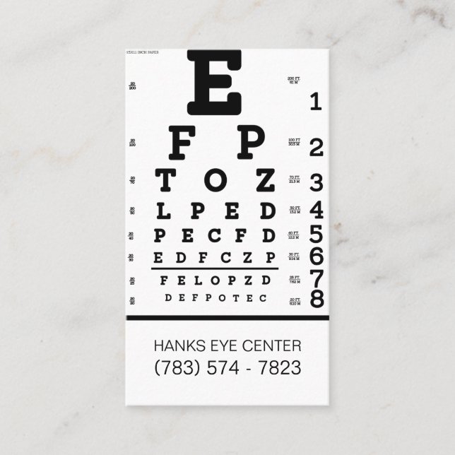 Augenmittelvision Ophthalmologe Optiker Visitenkarte (Vorderseite)