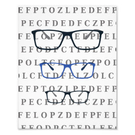 Augenoptiker-Sehtesttafel und Brille Fotodruck