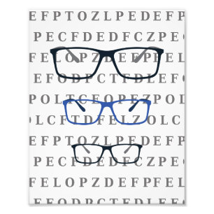 Augenoptiker-Sehtesttafel und Brille Fotodruck