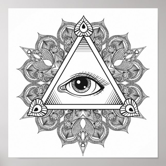 Augenpyramide Symbol Doodle 2 Poster (Vorne)