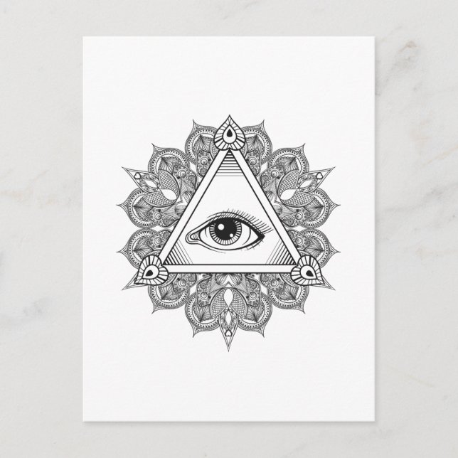 Augenpyramide Symbol Doodle Postkarte (Vorderseite)
