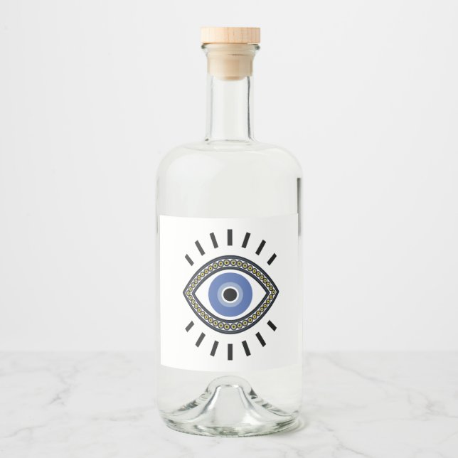 Augenschutz, griechisches blaues Auge, drittes Aug Alkoholflaschenetikett (Vorderseite)