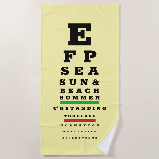 Augentest Snellen Diagramm des Optometrikers Strandtuch (Vorderseite)