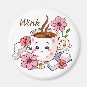 Augenzwinkern! Guten Morgen Niedlicher Kawaii-Kaff Magnet
