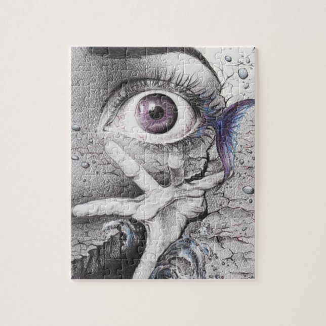 Augfische und handsurreale Stifte zeichnend Kunst (Vertikal)