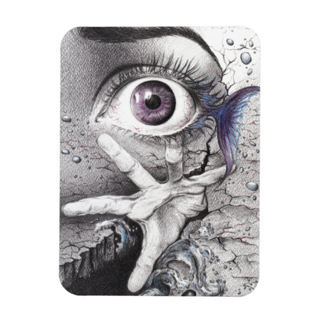 Augfische und Handtraum Surreal zeichnend Kunst Magnet (Vertikal)