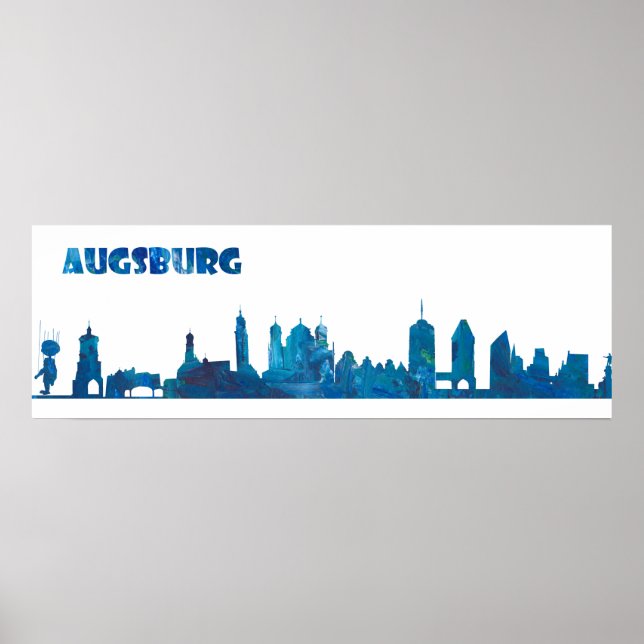Augsburg Deutschland Skyline-Silhouette Poster (Vorne)