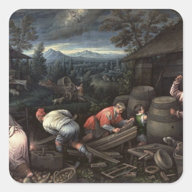 August, 1595-1600 quadratischer aufkleber (Vorderseite)